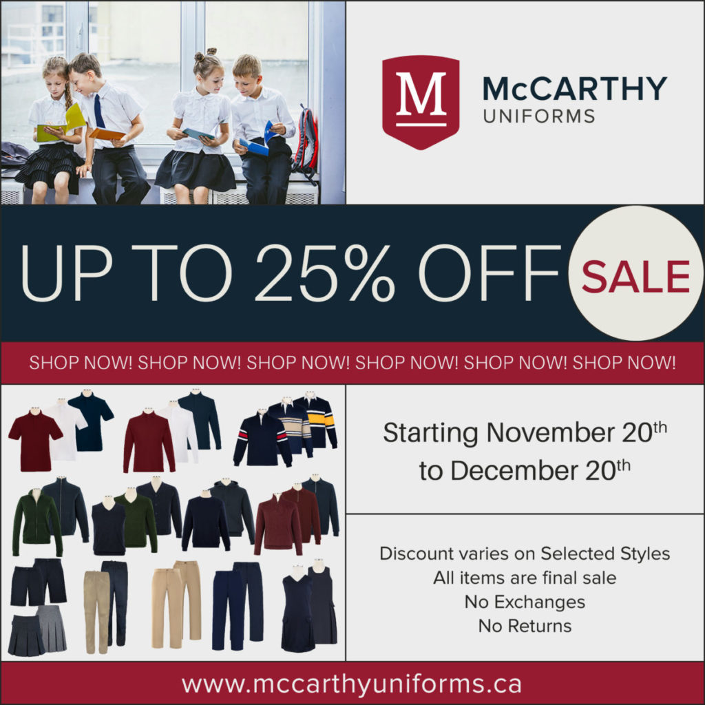 McCarthy Uniform Sale Corpus Christi Catholic Secondary School