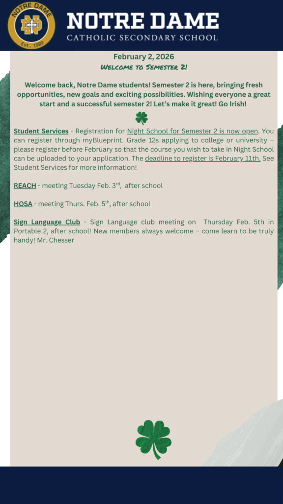 February 2, 2026 | Notre Dame Catholic Secondary School, Burlington